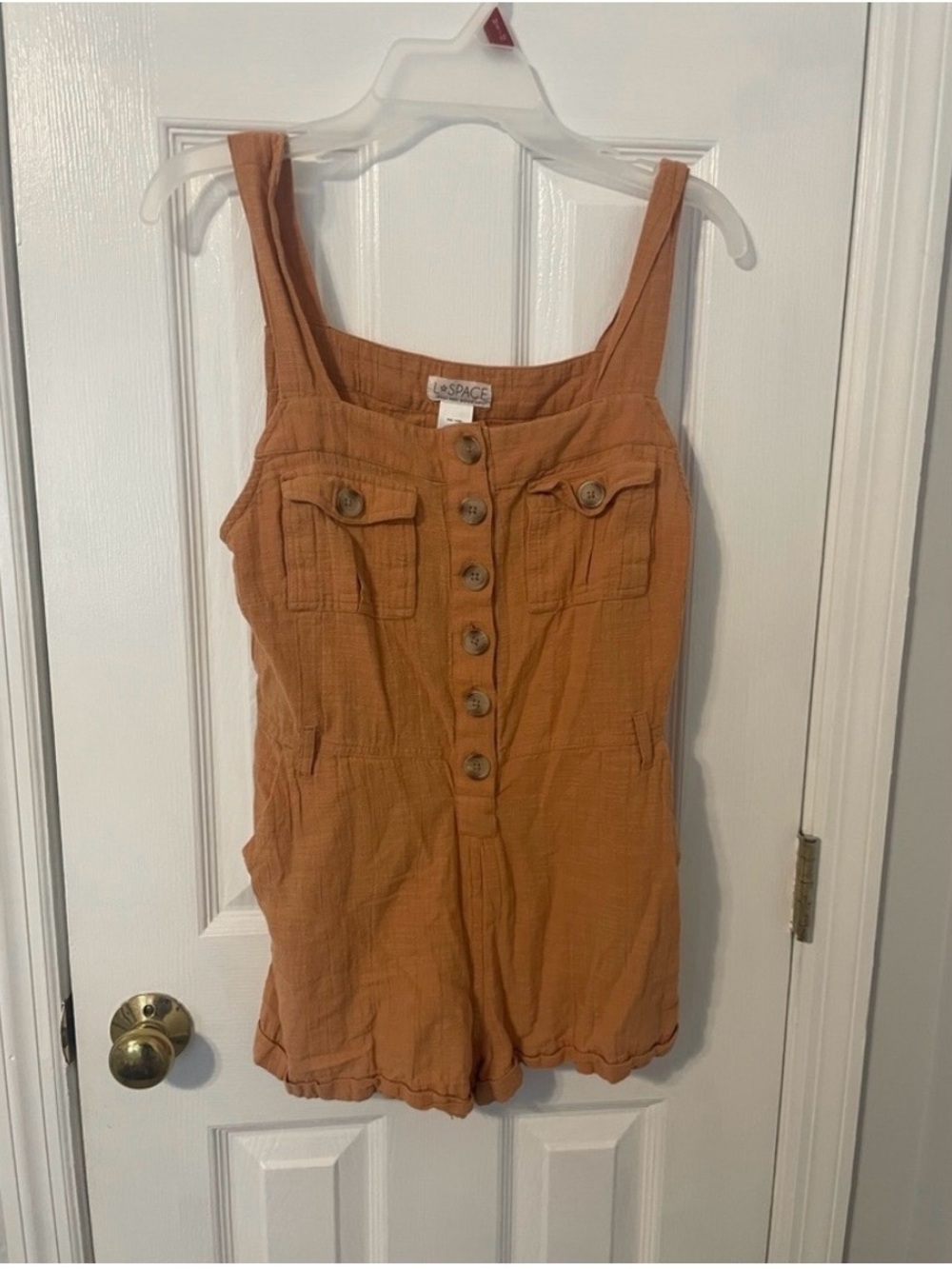 Gold Faux Linen L Space Romper